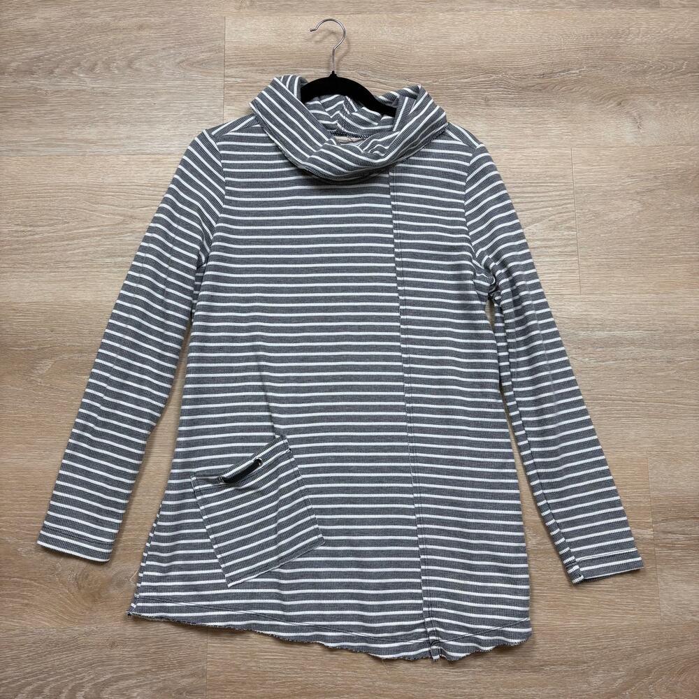 Soft Surroundings Striped Cowl Neck Sweater Women’s‎ M Color Gray